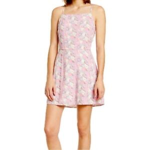 NWOT! ABOUND Square Neck Printed Mini Dress In Pink Fade To Flower Haze - Large